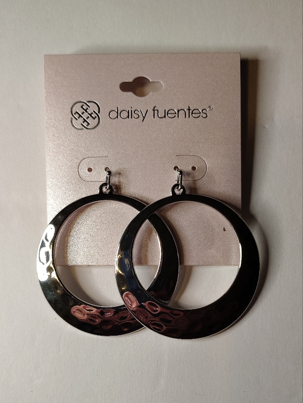 Daisy Fuentes Silver Double Hoop Earrings - Polished Circle Design